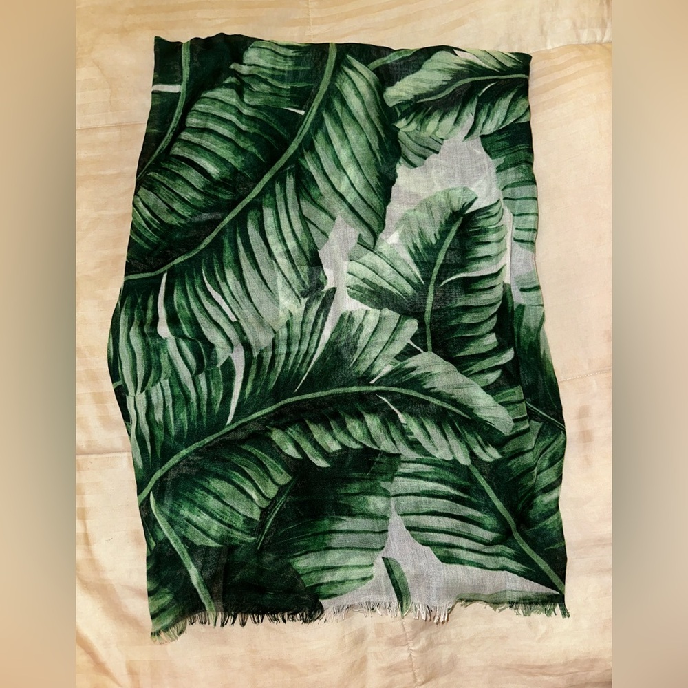 India Hicks Tropical Green Leaf Scarf